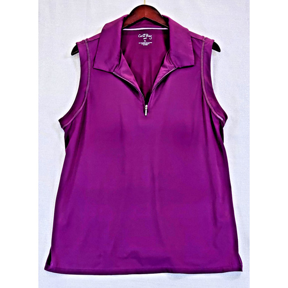 Coral Bay Golf Women's Sleeveless Top Tank 1/4 Zip Size XL Mesh Detail Purple - Picture 1 of 7